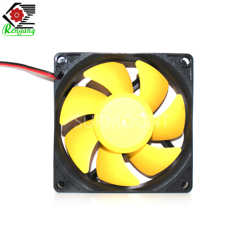 80x80x25mm 48V PC Cabinet Cooling Fan Low Noise With Yellow Blade